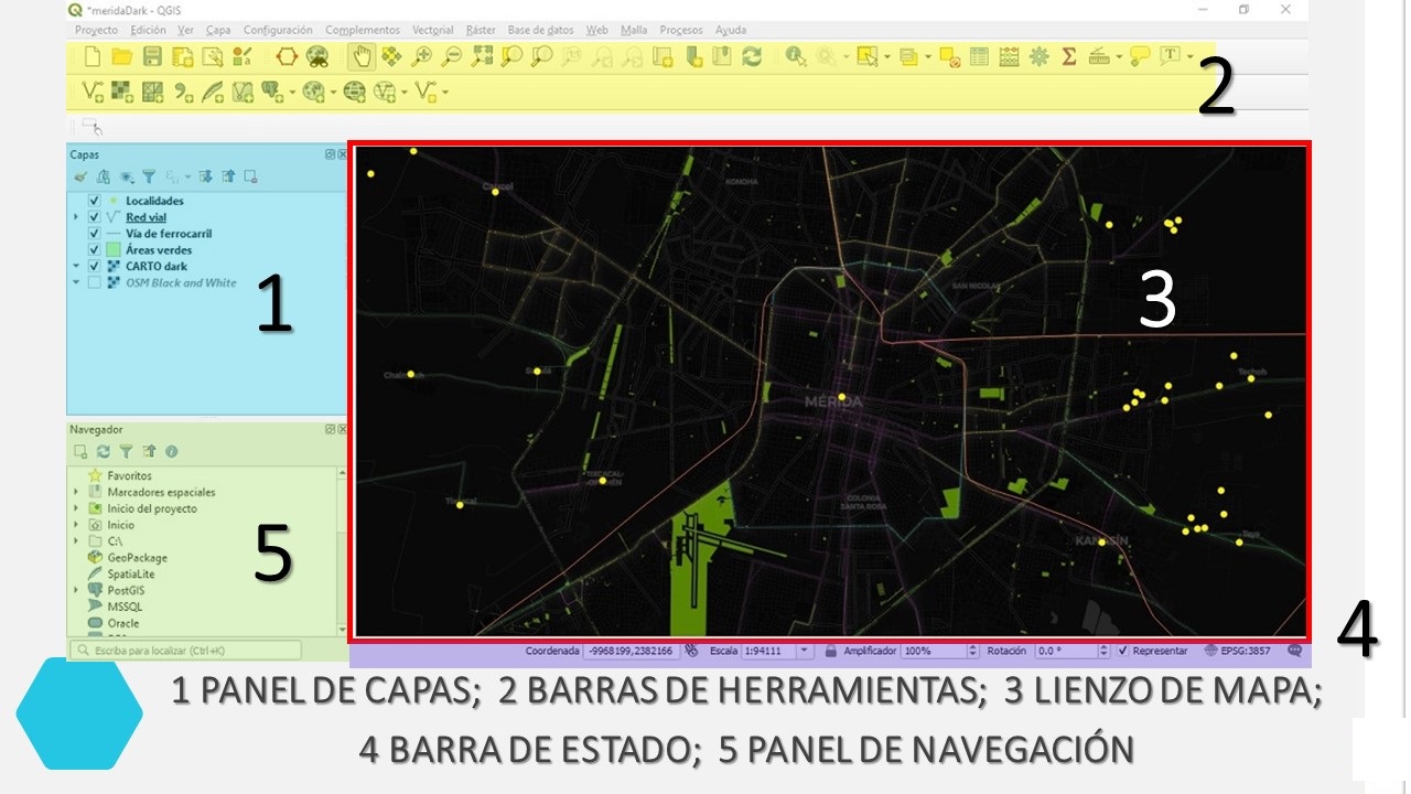 Interfaz gráfica de QGIS